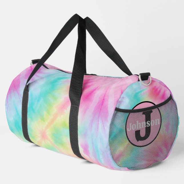 Bold Mandala Tie Dye Monogram Personalised Duffle Bag (Right Corner)