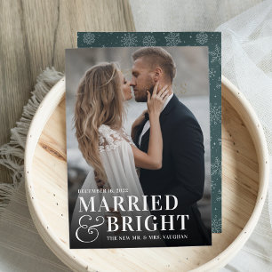 Bold Married & Bright Wedding Photo Newlywed Holiday Card