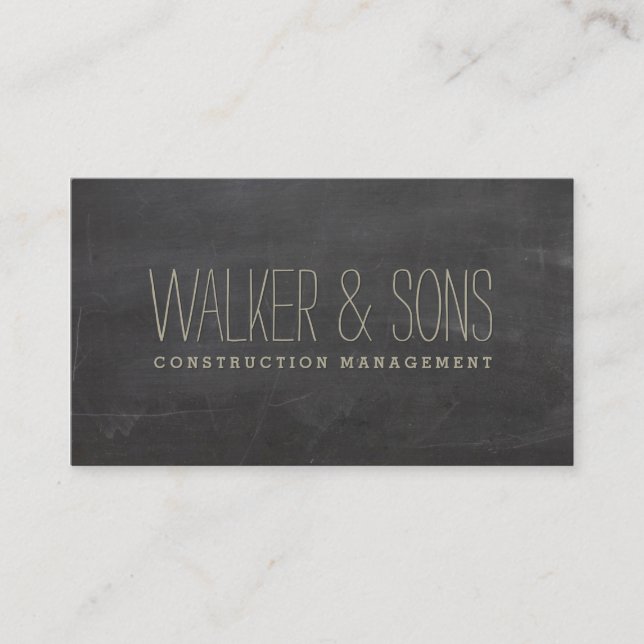 BOLD MASCULINE simple plain rustic chalkboard grey Business Card (Front)