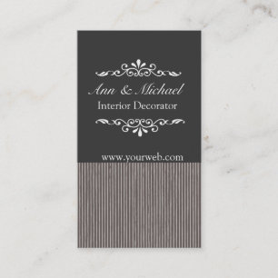 Bold Masculine Striped Pattern Black & Grey Business Card