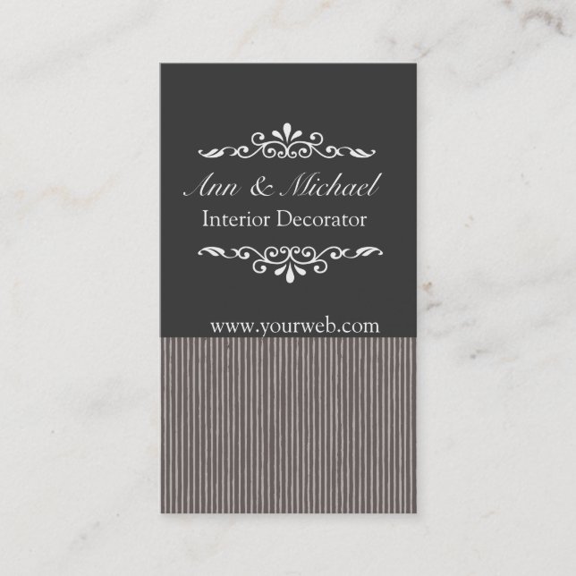 Bold Masculine Striped Pattern Black & Grey Business Card (Front)