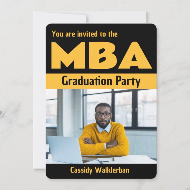 Bold MBA Photo Graduation Invitation (Front)
