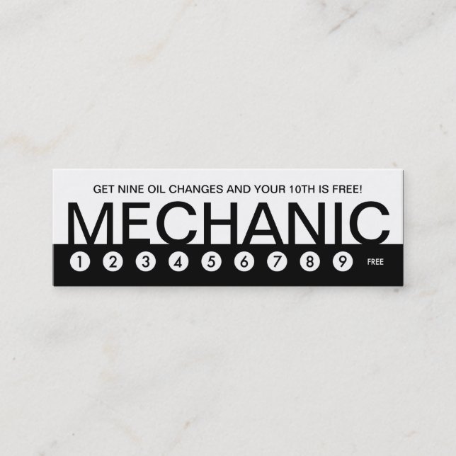 bold MECHANIC customer loyalty Card (Front)
