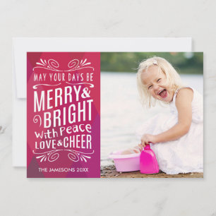 Bold Merry and Bright Geometric Photo Holiday Card