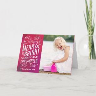 Bold Merry and Bright Holiday Photo Greeting Card