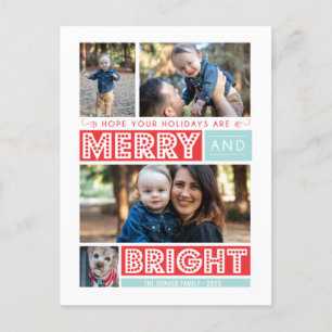 Bold Merry and Bright Holiday Postcard