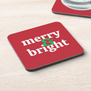 Bold "Merry & Bright" Christmas Coaster