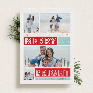 Bold Merry & Bright Holiday Photo Silver Foil Card
