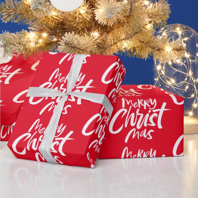 Bold Merry Christian Christmas Lettering Christian Wrapping Paper (Holidays)