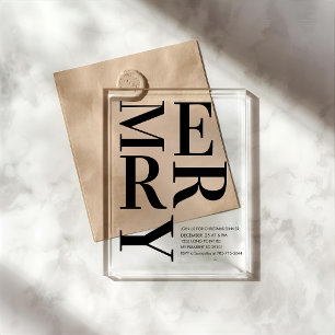 Bold MERRY Christmas Modern Acrylic Invitations