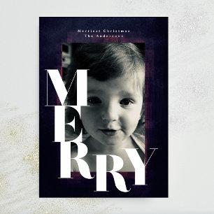 Bold MERRY Frame Christmas Photo Holiday Card