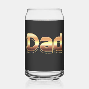 Bold Metallic Gold Dad Lettering Design Can Glass