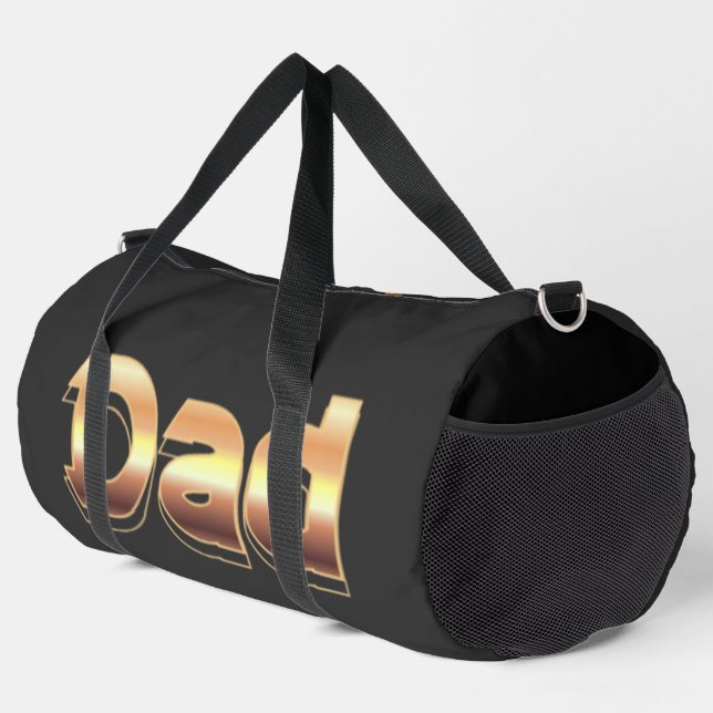 Bold Metallic Gold Dad Lettering Design Duffle Bag (Right Corner)