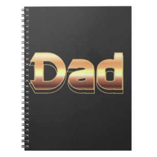 Bold Metallic Gold Dad Lettering Design Notebook