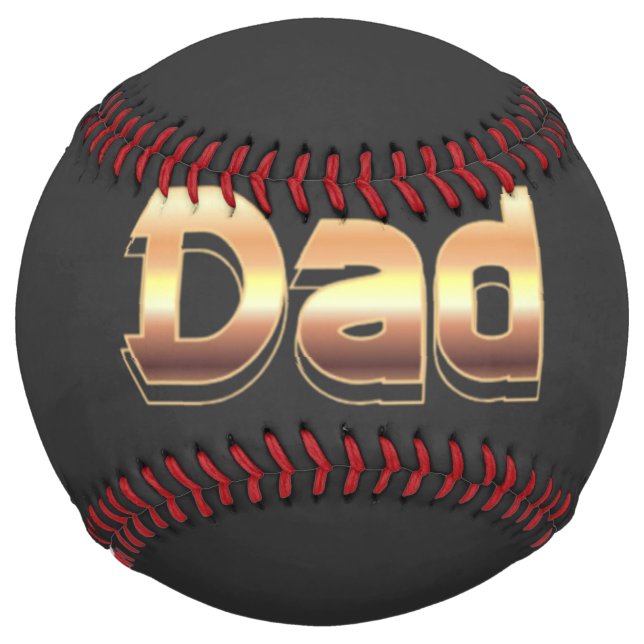 Bold Metallic Gold Dad Lettering Design Softball (Front)