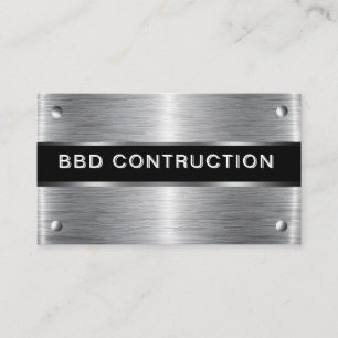 Bold Metallic Look Construction Business Card: Bus Business Card