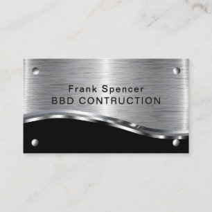 Bold Metallic Look Construction Business Card: Bus Card