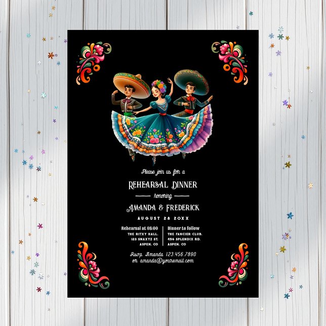 Bold Mexican Fiesta Wedding Rehearsal Dinner Invitation (Bold Mexican Fiesta Wedding Rehearsal Dinner Invitation)