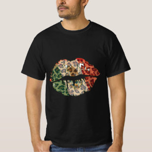 Bold Mexican Flag Lips Design T-Shirt
