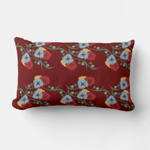 Bold Mexican Florals Greenery Vines Lumbar Cushion
