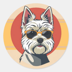 Bold Mid-Century Modern Maltese Dog Portrait Classic Round Sticker