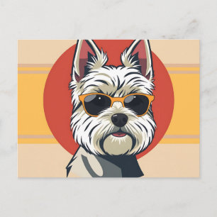 Bold Mid-Century Modern Maltese Dog Portrait Postcard