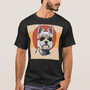 Bold Mid-Century Modern Maltese Dog Portrait T-Shirt