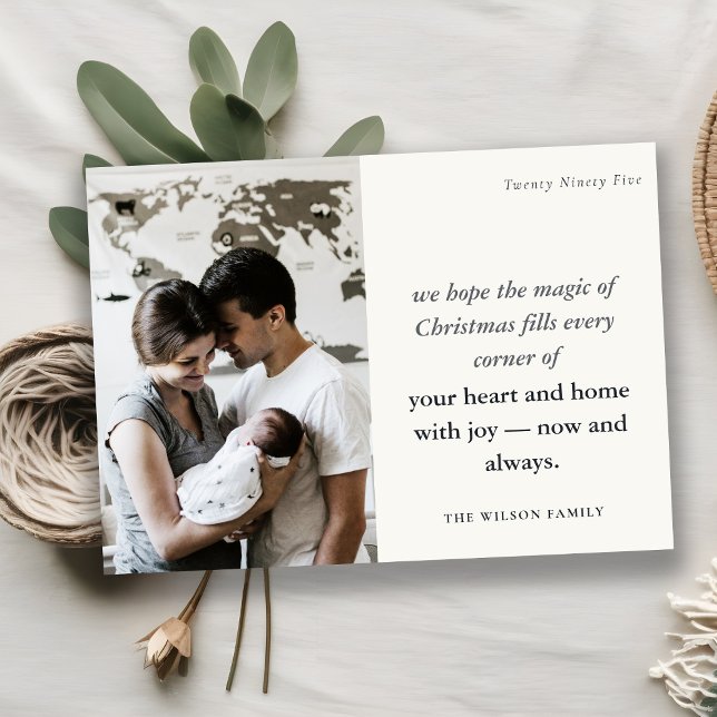 Bold Minimal 1 Photo Black & White Christmas Holiday Card (Creator Uploaded)