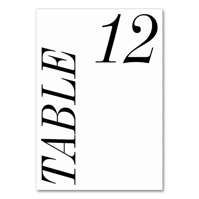 Bold Minimal Contemporary Black White Wedding Table Number (Front)