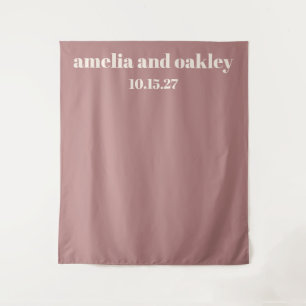 Bold Minimal Dusty Rose Custom Wedding Backdrop Tapestry