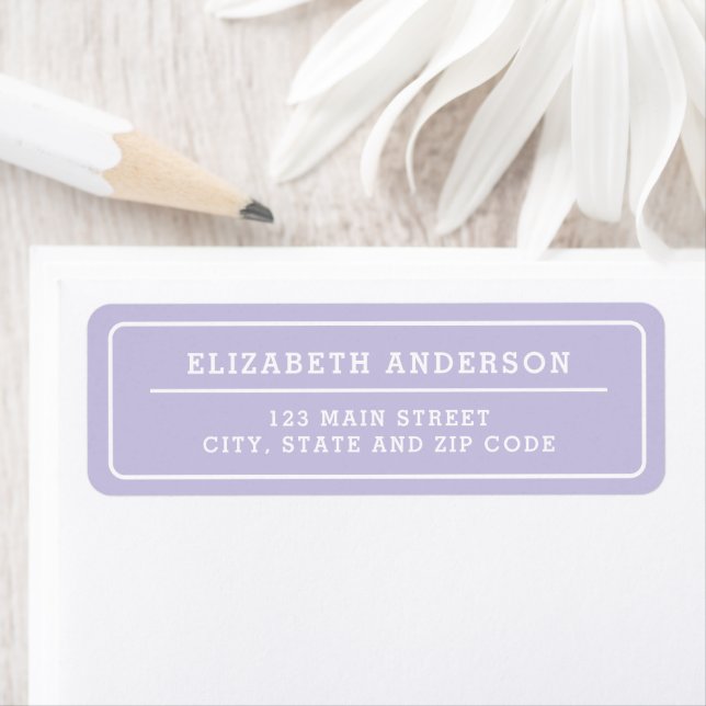 Bold Minimal Light Purple Personalised Return Address Label (Insitu)