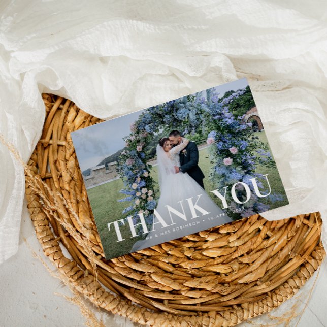 bold minimal text wedding thank you card (Creator Uploaded)