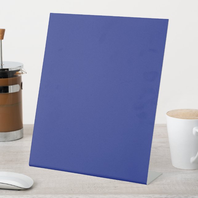 Bold Minimal Wedding Invite in Deep Blue Pedestal Sign (In SItu)