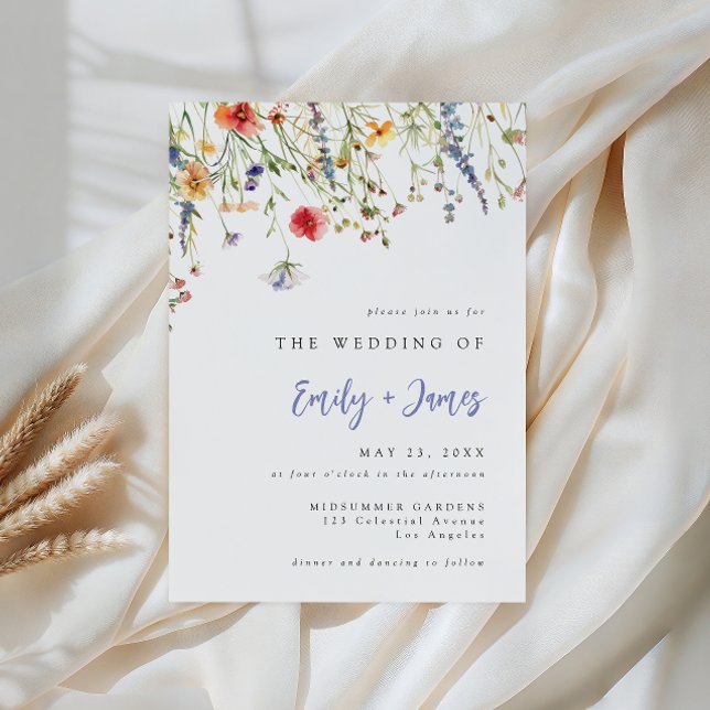 Bold Minimal Wildflower Wedding Invitation (Creator Uploaded)