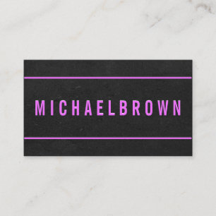 Bold Minimal with Purple Text on Dark Grey-Black Business Card