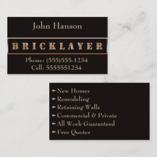 Bold, Minimalist, and Masculine Bricklayer Business Card