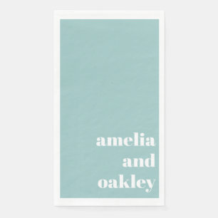 Bold Minimalist Aqua Blue Retro Custom Wedding Napkin