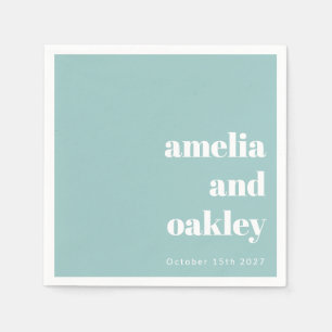 Bold Minimalist Aqua Blue Retro Custom Wedding Napkin