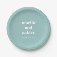 Bold Minimalist Aqua Blue Retro Custom Wedding