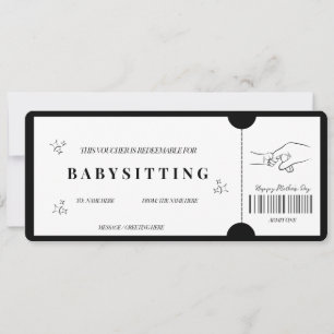 Bold Minimalist Babysitting Voucher Invitation
