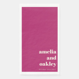 Bold Minimalist Berry Retro Custom Wedding Napkin