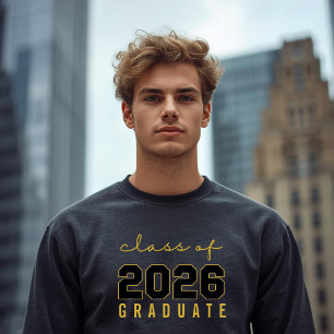 Bold Minimalist Black Gold Class of 2026 Graduate Sweatshirt
