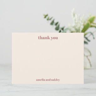 Bold Minimalist Boho Rose Retro Custom Wedding Thank You Card