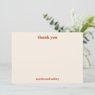 Bold Minimalist Boho Rust Retro Custom Wedding Thank You Card