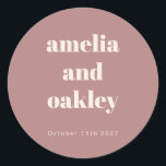 Bold Minimalist Dusty Rose Retro Custom Wedding Classic Round Sticker<br><div class="desc">Bold Minimalist Boho Dusty Rose Retro Simple Custom Wedding Classic Round Sticker</div>