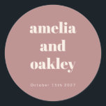 Bold Minimalist Dusty Rose Retro Custom Wedding Classic Round Sticker<br><div class="desc">Bold Minimalist Boho Dusty Rose Retro Simple Custom Wedding Classic Round Sticker</div>