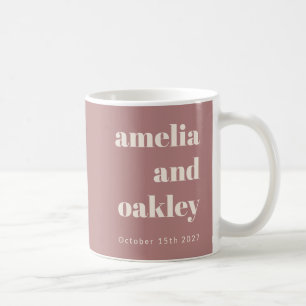 Bold Minimalist Dusty Rose Retro Custom Wedding Coffee Mug