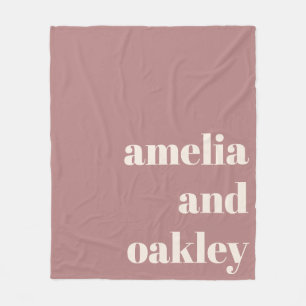 Bold Minimalist Dusty Rose Retro Custom Wedding Fleece Blanket