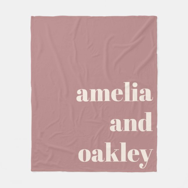 Bold Minimalist Dusty Rose Retro Custom Wedding Fleece Blanket (Front)