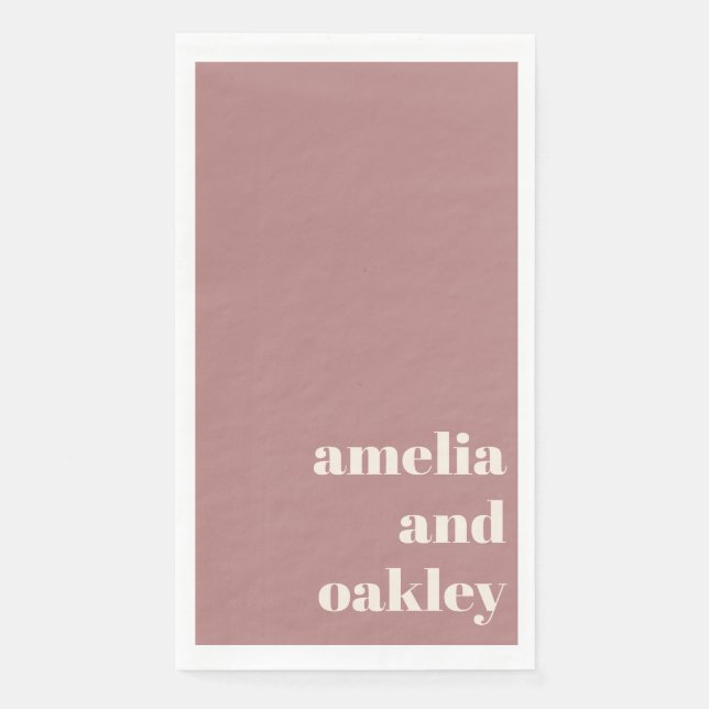 Bold Minimalist Dusty Rose Retro Custom Wedding Napkin (Front)